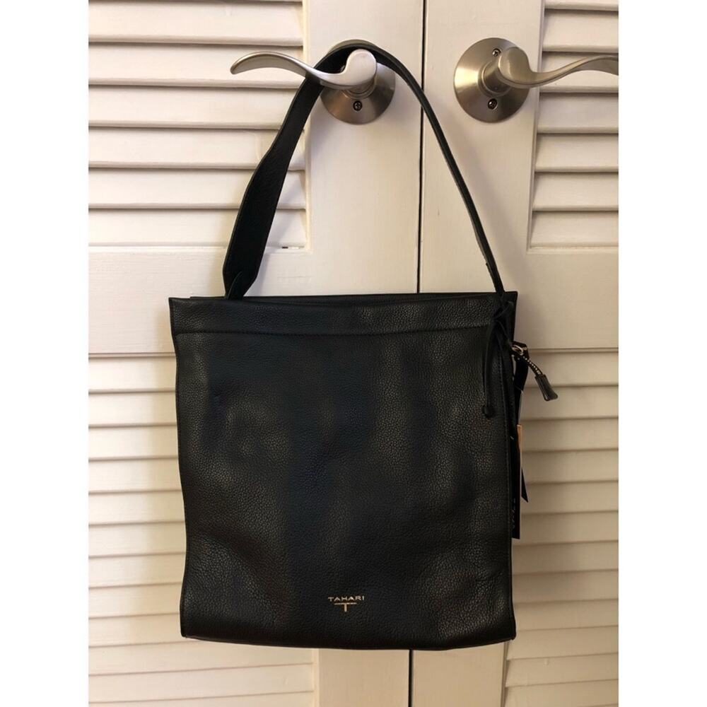 T Tahari black sienna bucket bag